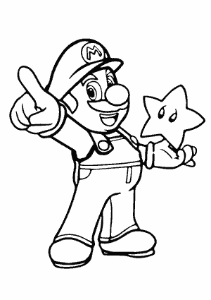 Coloriage Mario avec étoile